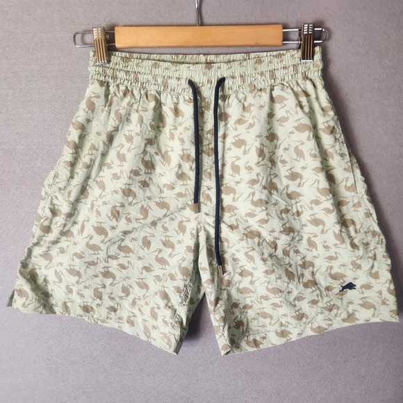 Broz And Broz Swim Trunks Mens S Green Pelican Print Feniglia Pellicano Lined - Picture 1 of 9